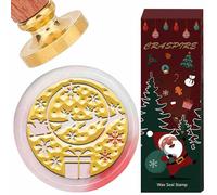 CRASPIRE 25mm Chirstmas Wax Stamps Xmas Gift Elk Deer Snowflakes Santa Claus Sled with Wooden Handle Vintage Removable Brass Head Gifts Sealing Stamp Holiday Seals for Envelopes Birthday DIY Gift