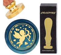 CRASPIRE 25mm Cupid Wax Seal Stamps Valentine's Day Sealing Wax Stamp Heart Removable Brass Head with Rosewood Handle for Envelopes Wedding Invitations Letters Wine Packages Christmas