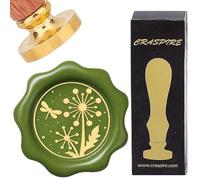 CRASPIRE 25mm Dandelion Dragonfly Wax Seal Stamps Plant Sealing Wax Stamp Removable Brass Head with Rosewood Handle for DIY Scrapbooking Wedding Invitation Gift Wrap Christmas Thanksgiving Card