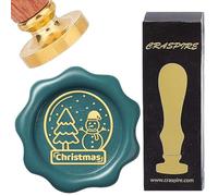 CRASPIRE 25mm Snowman Wax Seal Stamps Christmas Sealing Wax Stamp Tree crystal ball Removable Brass Head with Rosewood Handle for Xmas Envelopes Wedding Invitations Letters Wine Packages