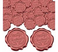 CRASPIRE 25Pcs Merry Christmas Wax Seal Stickers 30mm Xmas Theme Botanical Leaves Decorative Self Adhesive Sealing Stamp Sticker Label Decal for Envelope Party Invitations Gift Wrapping Rosy Brown