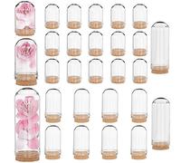 CRASPIRE 25Pcs Mini Glass Cloche Dome 2.8inch Bell Jar Bottles Display Stand Cover with Cork Base Clear Decorative Tabletop Display Case for Dried Flower Wedding Xmas Party Favors Arts Small Projects