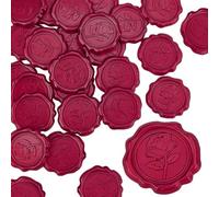 CRASPIRE 25Pcs Red Rose Wax Sealing Stamp Stickers Self Adhesive 30mm