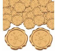 CRASPIRE 25Pcs Star Wax Sticker Stars Envelope Wedding Invitation Seals Antique Gold Self Adhesive Sealing Wax Stamp Stickers Label Decal for Party Christmas Envelope Gift Wrapping Scrapbook