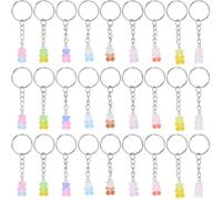 CRASPIRE 27Pcs Gummy Bear Keychains Bulk 9 Colors Iron Keyring Key Chains Transparent Small Mini Resin Candy Animal Hanging Pendant for Car Key Keychain Bag Purse Party Favors DIY Decoration