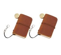 CRASPIRE 2Pcs 1.7 x 1.9inch Mini Notebook Leather Journal Bound Portable Vintage Personalized Tiny Travel Journal Blank Pocket Diary Camel for Keychain Writing Drawing