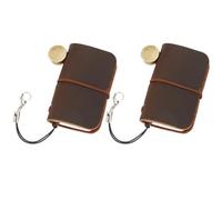 CRASPIRE 2Pcs 1.7 x 1.9inch Mini Notebook Leather Journal Bound Portable Vintage Personalized Tiny Travel Journal Blank Pocket Diary Brown for Keychain Writing Drawing