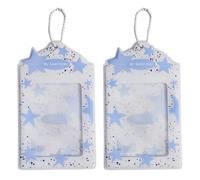 CRASPIRE 2Pcs 5 x 3 Inch Photocard Keychain Holder Lanyard Badge Cover Rectangle PVC Cornflower Blue Star Hanging Clear Frame Display Sleeves for Photocards Picture Name Badge Card Postcard DIY Craft