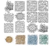 CRASPIRE 2pcs Background Clear Rubber Stamps Brick Wall Shattered Fold Texture Vintage Reusable Transparent Silicone Stamp Seals for Journaling Card Making Handmade Photo Album DIY Scrapbooking