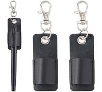 CRASPIRE 2Pcs Black Leather Pen Holder Keychain Clip Pencil Neck Lanyard Anti-Lost Portable Pendant Lobster Clasps Pocket Protector Storage for Tablet Stylus Nurses Clipboard Badge Reel Accessories