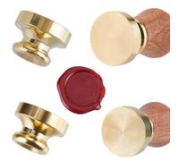 CRASPIRE 2Pcs Blank Wax Seal Stamp Set Round Vintage Removable Brass Head Wood Handle Sealing Wax Stamp without Engraving Logo for Wedding Invitations Envelopes Gift Packing