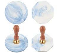 CRASPIRE 2Pcs Blue Wax Seal Marble Pad Octagon Round Ceramic Coasters Absorbent Stamp Mat Cooling Stone Heat Resistant Demoulding Plate Non-Stick Backing Board for Letter Documents Drink Cup Gifts