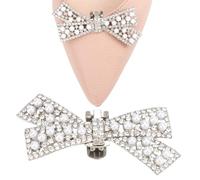 CRASPIRE 2Pcs Bowknot Crystal Shoe Clips Rhinestone Alloy Platinum Shoe Decoration Charms with Imitation Pearl Detachable Shoe Buckle on Flat Heel Shoes for Women Girls Brides Wedding Party DIY Craft