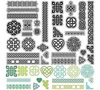 CRASPIRE 2Pcs Celtic Knot Clear Rubber Stamps Reusable Trinity Knot Frame Transparent Silicone Stamp Seals Vintage for St.Patrick Easter Christmas Journaling Crafting Card Making DIY Scrapbooking