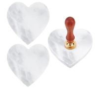 CRASPIRE 2Pcs Heart Marble Coaster Stone Drink Coasters Natural Gray Pattern Love Hearts Shaped Seal Wax Stamp Cooling Pad Tabletop Absorbent Protection for Housewarming Coffee Bar Kitchen Home Decor