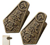 CRASPIRE 2Pcs Journal Notebook Clip Page Holder Clip Antique Bronze Vintage Chinese Rich Word Small Metal Decorative Bookmark for TN Travelers Journaling Reading Writing Document Planner Sketchbook