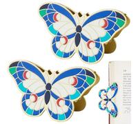 CRASPIRE 2Pcs Metal Binder Book Clip Notebook Page Hold Clamps Gold Blue Butterfly Alloy Bill Clips Enamel Clamp for Scrapbook Handbook Document Photo Journal TN Travelers Art Reader Decoration