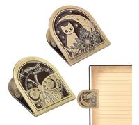 CRASPIRE 2Pcs Metal Book Clip Journal Clips Alloy Bill Binder Vintage Butterfly Cat Moon Decorative Antique Brass Midori Travelers Notebook Accessories for Page Holder Book Mark Art Journaling Charms