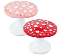 CRASPIRE 2pcs Mushroom Earring Holder Decorative Ornament Resin Pink Red Jewelry Holder Earring Display Holder Stand Earring Organizer Christmas Birthday Gift for Women Room Decor