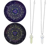 CRASPIRE 2Pcs Pendulum Mats Dowsing Divination Astrology Pads Rubber Altar Pendulum Mat Celestial Boho Mats with 2 DIY Pointed Pendants Tablecloth Metaphysical Message Board for Divining Decor
