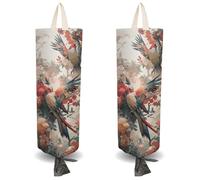 CRASPIRE 2Pcs Tropical Parrot Plastic Grocery Bag Holder with 4Pcs Hooks Birds Reusable Wall Mount Duty Shopping Storage Bag Sack Canvas Waterproof Washable Organizer Dispenser for Home Kitchen Store