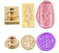 CRASPIRE 2Pcs Wax Seal Stamp Head Sword Removable Flower Rectangular Sealing Stamp Brass Head for Creative Gift Envelopes Invitations Cards Decoration DIY Scrapbooking Embellishment