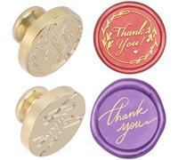 CRASPIRE 2Pcs Wax Seal Stamp Head Thank You Removable Word Sealing Stamp Brass Head for Creative Gift Envelopes Invitations Cards Decoration DIY Scrapbooking Embellishment