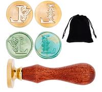 CRASPIRE 2PCS Wax Seal Stamp Initial L Alphabet Sealing Stamp Classic Vintage Removable Brass Head Wood Handle for Envelope Invitation Embellishment Gift Decoration