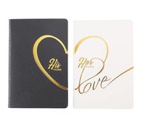 CRASPIRE 2Pcs Wedding Vow Notebook Vow Writing Book Black White His and Hers 48 Lined Pages Heart Love Romantic Blank Bride Groom Rectangle Speech Paper Books for Wedding Party Essentials Accessories