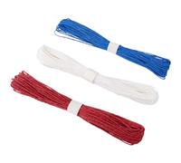 CRASPIRE 3 Bundles 98.4 Yards Wrapping Paper String Ribbon Twist Paper Cord Handmade White Red Blue Raffia Craft Rope Twist Wrapping Twine for DIY Crafts Weaving Bouquets Decoration Gift Packaging