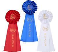 CRASPIRE 3 Colors 1st 2nd 3rd Award Ribbon Winner Victory Ribbons Blue Red White Place Medals Rosette Ribbon Grand Prize for Classroom Party Accessory Competition Sports Event School