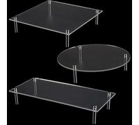 CRASPIRE 3 Sets Cake Stands for Dessert Table Acrylic Clear Cupcake Display Holder Plate Shelf Round Square Food Organizer Serving Pizza Figures Party Platter Christmas Wedding Decoration Collection