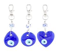 CRASPIRE 3 Styles Evil Eye Keychains Sweat-heart Key Chain Protection Charm Blue Good Luck Round Drop Beads Enamel Hanging Ornament Pendant Lobster Clasp for DIY Purse Bag Party Favors Women Accessory