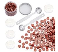 CRASPIRE 300 Pieces Octagon Sealing Wax Beads Sticks with 4 Pieces Tea Candles and 2 Piece Wax Melting Spoon for Wax Stamp Sealing (Gold Copper)