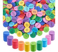 CRASPIRE 300Pcs Place Value Disks Foam EVA Decimals to Whole Numbers Counting Chips 1 Inch Mini Round Flat Color-Coded Manipulatives Math Learning Counters Discs for Elementary School Math Supplies