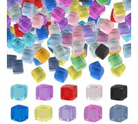 CRASPIRE 300Pcs Rainbow Crystal Plastic Cubes Fish Tank Rocks Aquarium Rocks Plastic Beads Colorful Translucent Gem Blocks Square for Fish Tank Desktop Decoration Handwork DIY