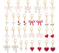 CRASPIRE 30Pcs 15 Styles Clip on Charm Pendants Silver Alloy Shoes Decoration with Lobster Clasp Bowknot Star Moon Crown Butterfly Bling for Sneakers Canvas Boots Jewelry Making Necklace Bag Keychain