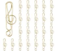 CRASPIRE 30Pcs Musical Note Paper Clips Decorative Metal Paperclips Iron Wire Gold Clamp Binder Planner Bookmark Clip Markers for Office School Home Paper File Note Page DIY Sorting Organizing