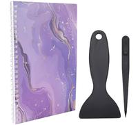 CRASPIRE 32 Pages Sticker Collecting Album Book A5 Spiral Bound Notebook Medium Purple Reusable Sticker Storage Book Notepads Labels with Plastic Spatula and Anti-Static Beading Tweezer for Collection