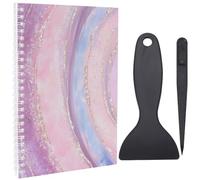 CRASPIRE 32 Pages Sticker Collecting Album Book A5 Spiral Bound Notebook Orchid Reusable Sticker Storage Book Notepads Labels with Plastic Spatula and Anti-Static Beading Tweezer for Collection