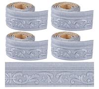 CRASPIRE 330×3.14 inch 27.55Ft Vine Pattern Molding Peel Stick Self Adhesive Silver Flexible Foam Trim 3D Sticky Decorative Wallpaper Border Wall Edging Baseboard Mirror Lines Hotel DIY Decor