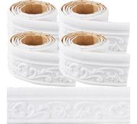 CRASPIRE 330x3.1in Crown Molding Peel and Stick Foam White Self Adhesive Flexible Trim 3D Sticky Vintage Decorative Wallpaper Border Wall Edging Foam Baseboard Mirror Border Wall Lines Hotel DIY Decor