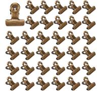 CRASPIRE 35Pcs Bronze Bulldog Clips Vintage Metal Binder Hinge Mini Clips Corkboard Hanging Pictures Paper Ticket Holder Organizers for Food Bags Photos Crafts Art File Clamps Office Home Kitchen(1in)