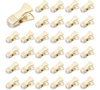 CRASPIRE 35Pcs Gold Mini Alligator Clips Metal Spring Clamps 0.8 x 0.4 Inch Small Non-slip Multipurpose Bulldog Clips Crocodile Clamps for Office Home Organization Wire Photo Curtain Paper Crafts
