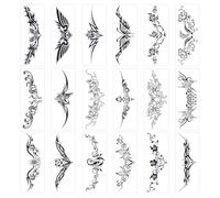 CRASPIRE 36 Sheets Totem Temporary Tattoos Rose Flower Rose Butterfly Black Paper Temporary Removable Tattoo Stickers Paper Waterproof Long Lasting Makeup for Body Arm Neck Back Leg Art