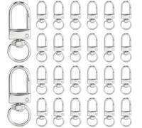 CRASPIRE 36Pcs Metal Swivel Lobster Claw Clasps Silver Lanyard Clasps Alloy Small Keychain Snap Hooks Clips Connector Findings Decor for DIY Car Keys Keychains Lanyards Bags Purses Party Favor