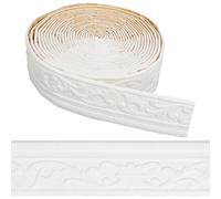 CRASPIRE 394 x 3.14in Peel and Stick Crown Molding Self Adhesive Flexible 3D White Wallpaper Border Baseboard Trim Mirror Sticky Wall Edging Base Lines Foam for Hotel Home DIY Decoration