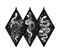 CRASPIRE 3pcs Snake Flower Witchy Wall Decor Wooden Minimalist Wooden Wall Art Black Gothic Farmhouse Rustic Boho Tarot Pendulum Mystic Hanging Sign for Home Bedroom Living Room Gallery 6.7 x 11.8in