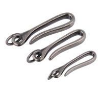 CRASPIRE 3Pcs U Shape Hook Keychain Japanese Fish Hook Key Chain Brass Solid Keychain Hook Antique Silver Key Buckle Belt Wallet Clip Holder Wallet Holder Belt Clip for Women Men Wallet Badge