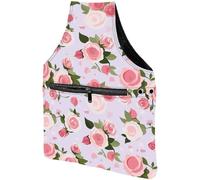 CRASPIRE 4 Holes Pink Yarn Bag Lovely Rose Flower Crochet Pouches Knitting Zipper Pocket Storage Skein Ball Organizer Portable Crocheting Tote Wrist for Knitting Needles Holding Yarns Sewing Craft